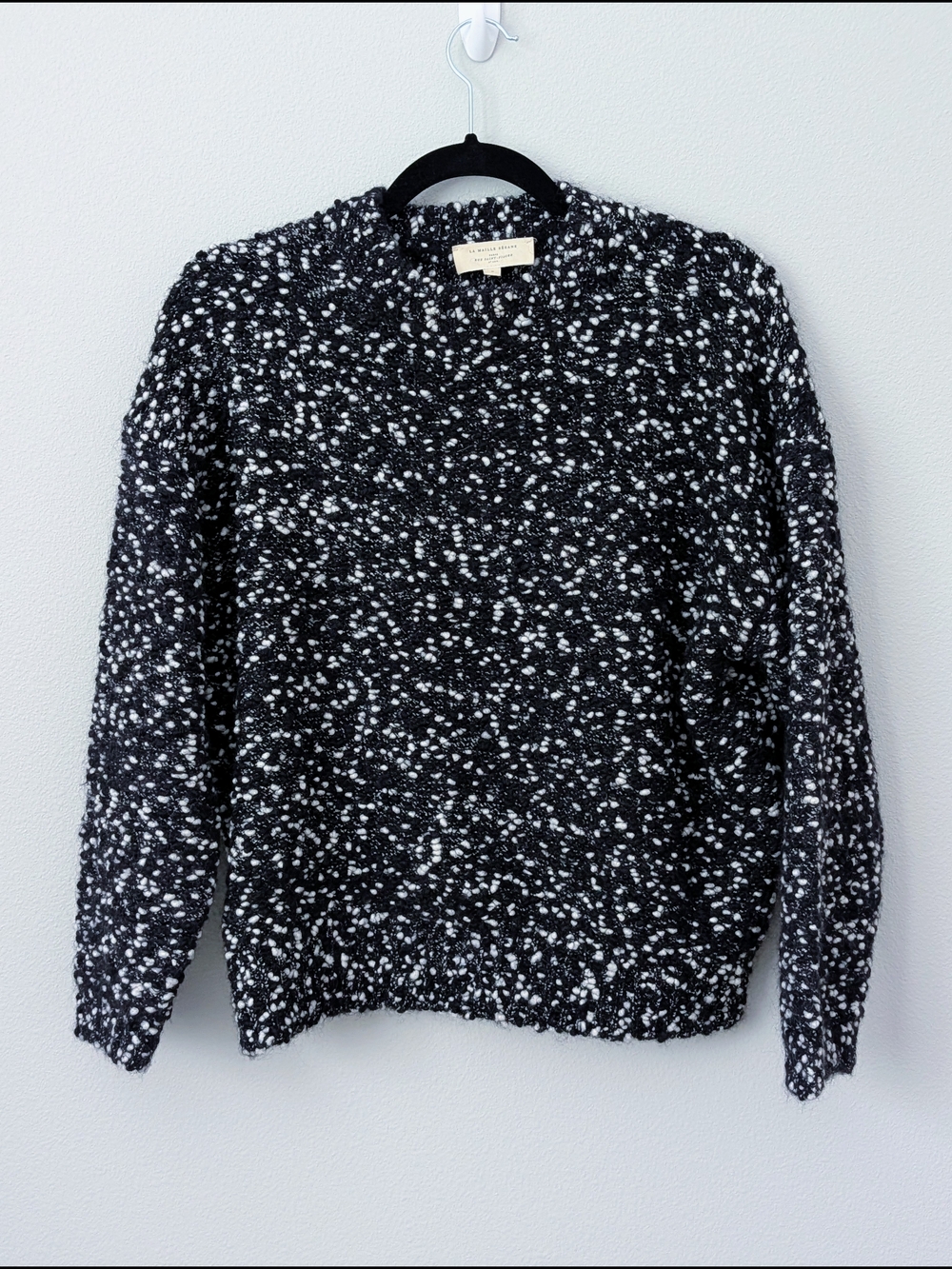 Sezane Juliette Jumper Black & White Speckled Knit Sweater, Size Small - Picture 2 of 12